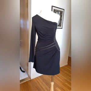 Laundry by Shelli Segal one shoulder studded dress size 4